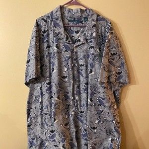 Perry Ellis, 3X, 100% Cotton, Men's button up shirt SS, Design has faces
